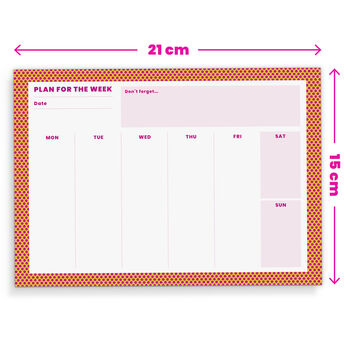 A5 Weekly Pink Orange Spot Desk Pad 50 Tear Off Pages, 3 of 7