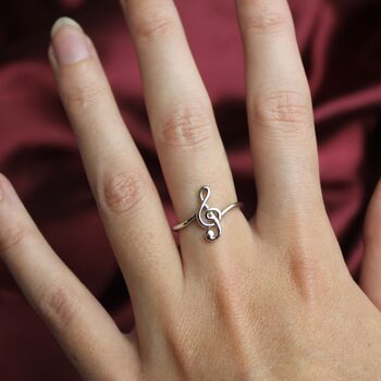 Sterling Silver Treble Clef Ring, 7 of 7