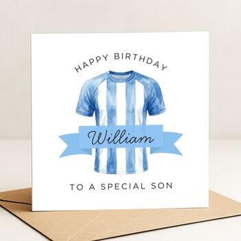 Personalised Football Birthday Card For Special Son, 2 of 8