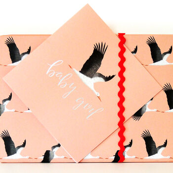 Pink Stork Baby Girl Greetings Card, 3 of 5