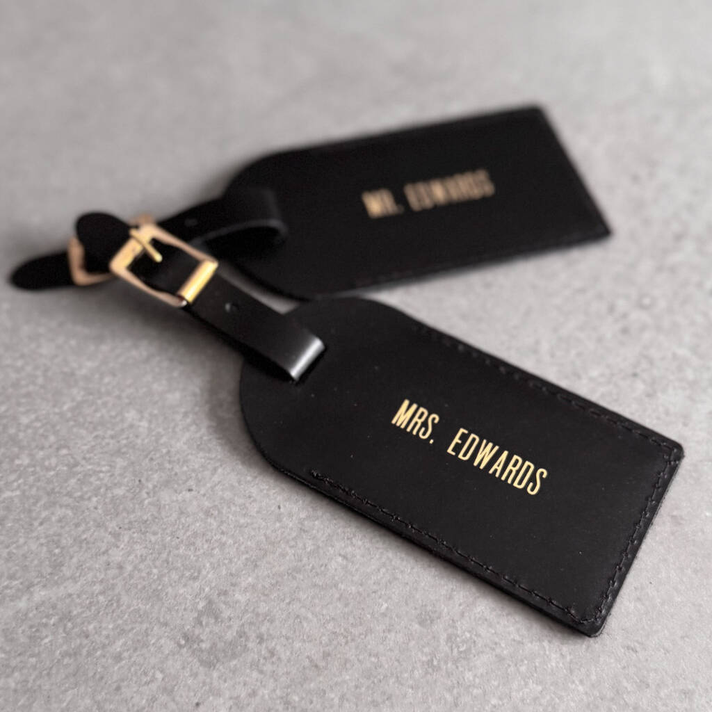 Personalised Mr And Mrs Leather Luggage Tags, 1 of 12