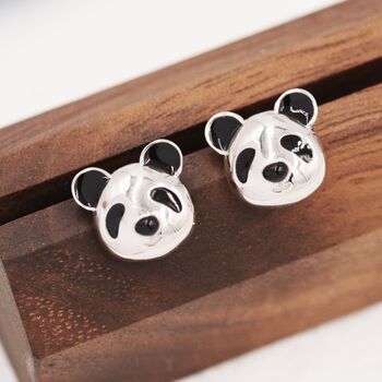Sterling Silver Cute Panda Stud Earrings, 5 of 12