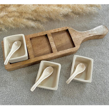 Wooden Serving Tray With Snack Bowls, 3 of 7