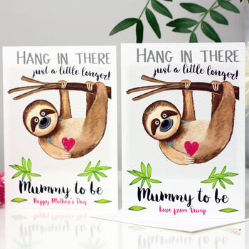 Personalised Sloth Mummy To Be Card, 6 of 9