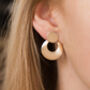 Shiny Hoop Look Stud Earrings In Gold Or Silver Colour, thumbnail 1 of 4