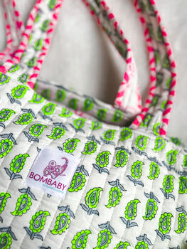 Handmade Neon Quilted Tote Bag, 5 of 8