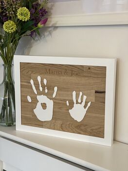 Personalised Family Handprints Solid Oak Wall Hanging, 7 of 12