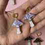 Lilac Mini Toadstool Earrings, thumbnail 1 of 2