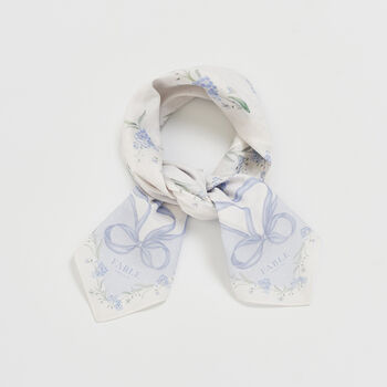 Blue Bow And Floral Square Scarf, 3 of 7