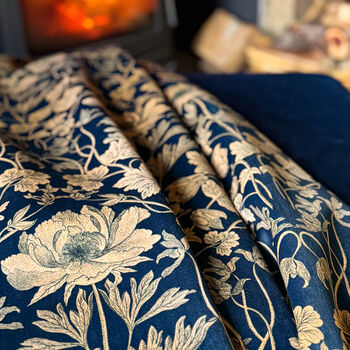 Luxury Super Soft Sherpa Throw Blanket Summer Navy Floral Design, 2 of 6