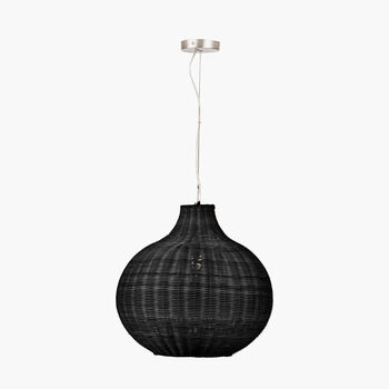 Black Rattan Pendant Ceiling Light, 3 of 7