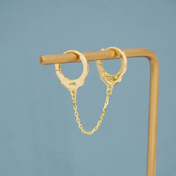 Handcuff Hoop Earrings With A Linking Chain, 2 of 10