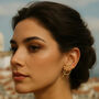 Cross And Circle Gold Plated Silver Modern Studs, thumbnail 1 of 5