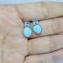 Larimar Blue Topaz Silver Stud Earrings, thumbnail 3 of 10