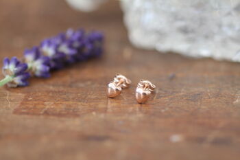 Darcy Rose Gold Petite Heart Earrings, 2 of 2