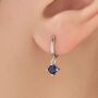Tiny Sapphire Blue Cz Huggie Hoop In Sterling Silver, thumbnail 1 of 11