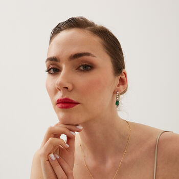 Pear Emerald Color Sterling Silver Drop Earrings, 3 of 4