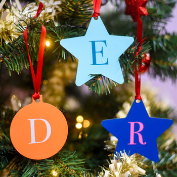 Personalised Colour Block Initial Christmas Decoration, 8 of 12