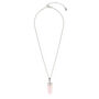 Open Heart Rose Quartz Crystal Silver Pendant Necklace, thumbnail 7 of 9