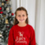 Personalised 'Believes' Christmas Reindeer Embroidered Sweatshirt Jumper, thumbnail 8 of 11