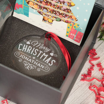 Christmas Holly And Snowflake Stemless Glass With Chocolate Tree And Coaster Gift Boxed Set, 5 of 7