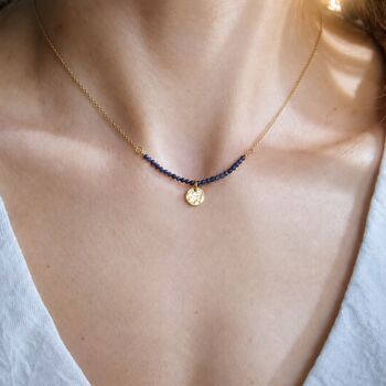 Personalised Dark Blue Semi Precious Beaded Necklace, 4 of 8