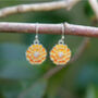 Marigold Orange Flower Drop Earrings, thumbnail 1 of 4