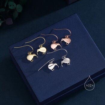 Kiwi Bird Drop Hook Earrings In Sterling Silver, 6 of 10