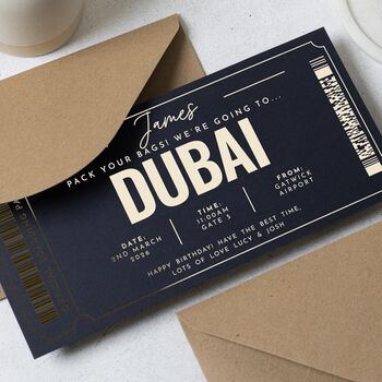 Personalised Dubai Boarding Pass Holiday Reveal Voucher, 3 of 9