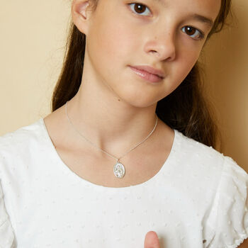 Childs Miraculous Medal Necklace Sterling Silver Or 18ct Gold Plated – Christening Or First Holy Communion Gift, 6 of 10