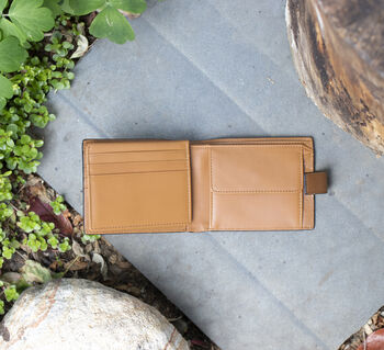 Men's Luxury Tan Leather Wallet Flip Up Rfid Safe, 3 of 6