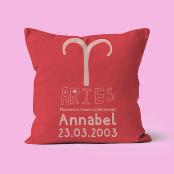 Personalised Aries Zodiac Star Sign Cushion, 2 of 3