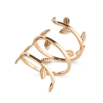 Thick 18 K Rose Gold Plated Statement Leaf Ring, 3 of 7