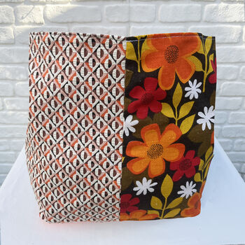 Vintage Ikea Bag Orange Flowers And Quilted Cotton, 3 of 8