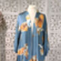 Ladies Luxury Bamboo Silk Kimono Robe Crane Bird Dusk Blue, thumbnail 7 of 9