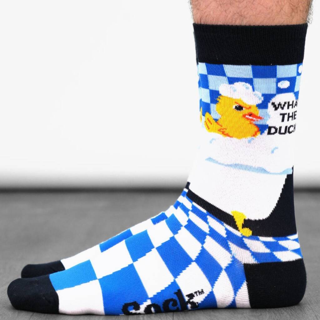 What The Duck? Combed Cotton Funny Crew Socks, 1 of 4