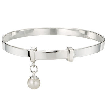 Personalised Sterling First Pearl Christening Bangle, 3 of 7