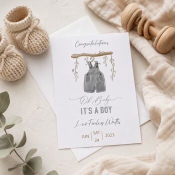 Personalised Baby Boy Congratulations Card, 5 of 6