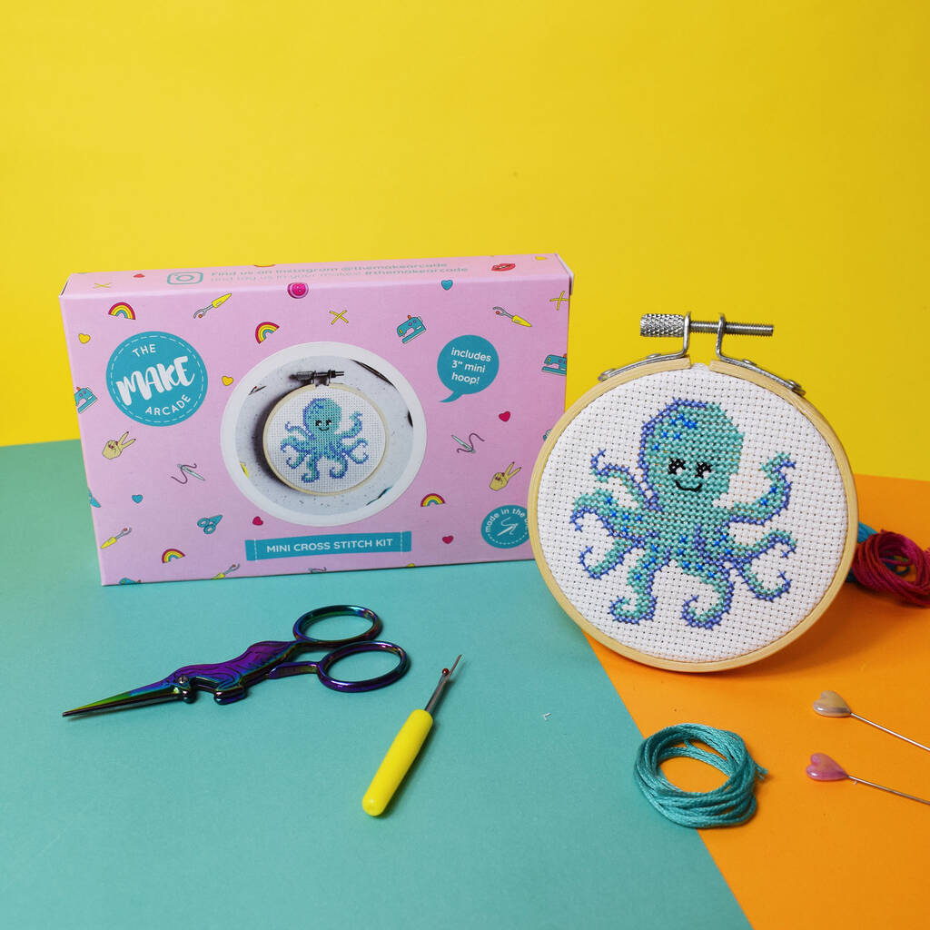The Make Arcade Octopus Cross Stitch Kit - 3 Inch