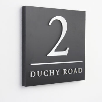 Contemporary Square Matte Black House Sign, 3 of 10