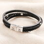 Men's Personalised Black Leather Stainless Steel Agate Bracelet, thumbnail 1 of 7