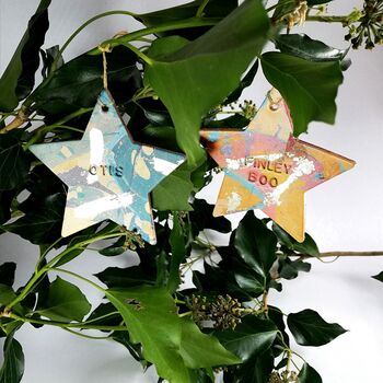 Personalised Marbled Star Christmas Tree Decoration, 9 of 10