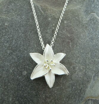Lily White Flower Pendant Necklace, 2 of 5