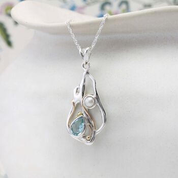 Blue Topaz And Freshwater Pearl Pendant, 5 of 9