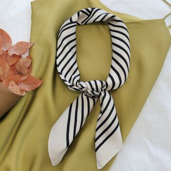 White Striped Large Neutral Square Scarf, 2 of 9