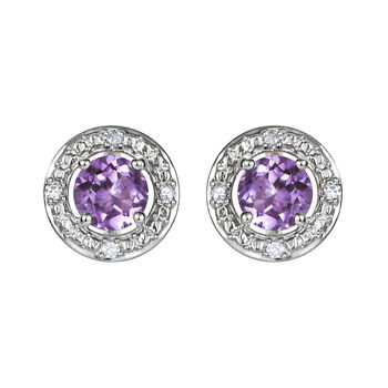 Sterling Silver Birthstone And Diamond Halo Earrings, 3 of 12