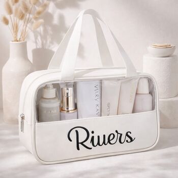 Personalised Embroidered Clear Panel Cosmetic Case, 3 of 5