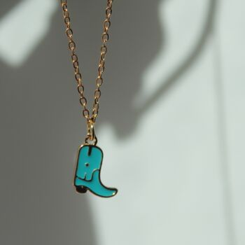 Personalised Birthday Mini Cowboy Boot Gold Necklace, 3 of 5