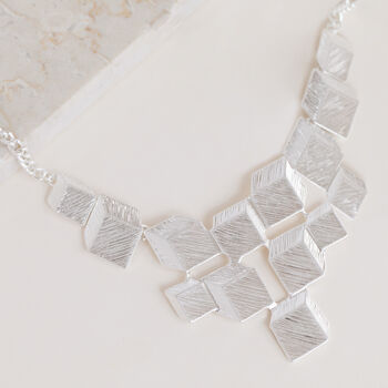 3D Look Cube Design Cascading Geometric Necklace, 3 of 3