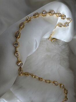Gold Tennis Necklace Choker Necklace In 16k Gold Plated Irregular Cz Station Necklace,Anniversary Birthday Jewellery Gift, 5 of 6